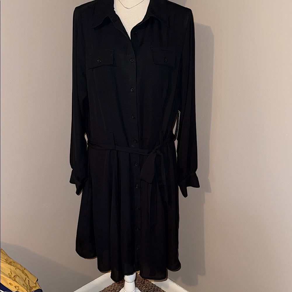 On 34th St Black Shirt Dress